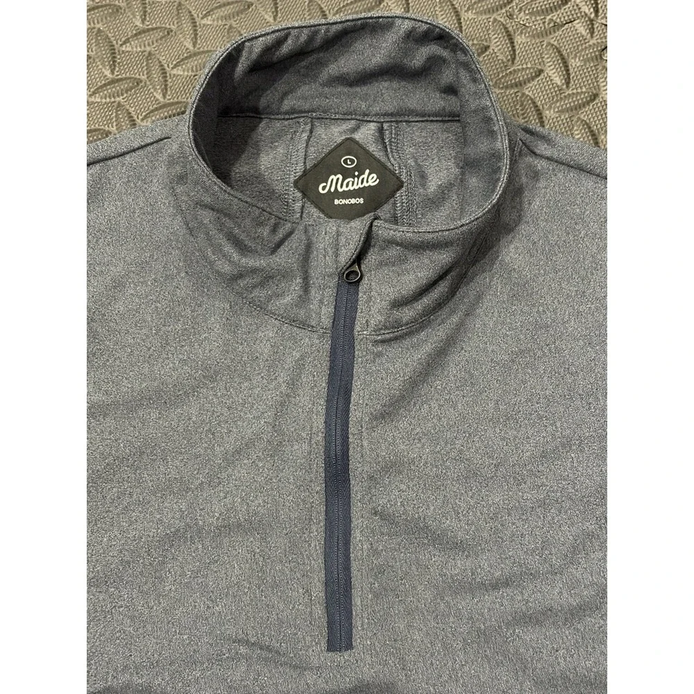 Maide by Bonobos Quarter 1/4 Zip Golf Vest Large Gray Pull Over Outdoor Soft EUC